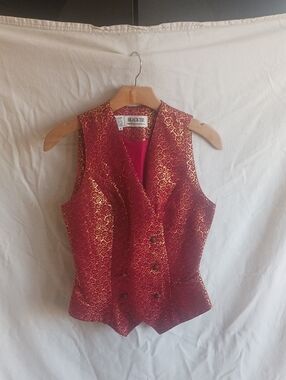Black Tie Red And Gold Textured Vest